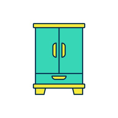 Doldurulmuş Gardırop simgesi beyaz arkaplanda izole edildi. Dolap tabelası. Vektör