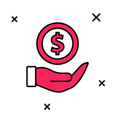 Taslak Para beyaz arkaplanda izole edilmiş kalkan simgesi ile dolduruldu. Sigorta konsepti. Güvenlik, güvenlik, koruma, konsept koruma. Vektör