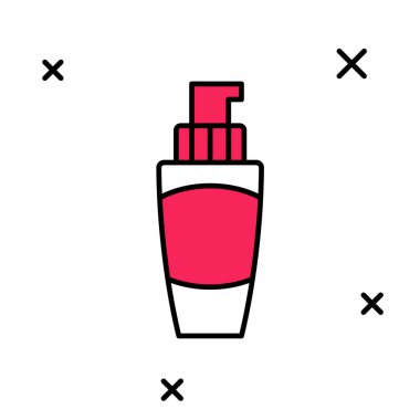 Beyaz arka planda izole edilmiş el kremi ikonu ana hatlarıyla doldurulmuş. Vektör