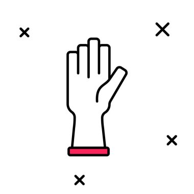 Beyaz arka planda izole edilmiş koruyucu eldiven simgesi. Vektör