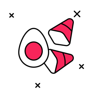 Beyaz arka planda izole edilmiş sebze ikonlu tavuk yumurtası. Vektör