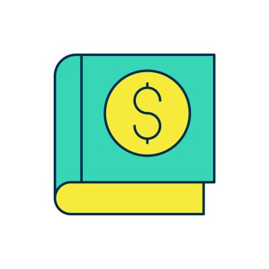 Doldurulmuş Finansal Kitap simgesi beyaz arka planda izole edildi. Vektör