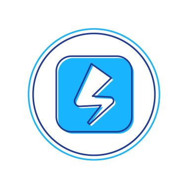 Beyaz arkaplanda izole edilmiş ana hatlı Şimşek simgesi. Flaş işareti. Flaş ikonunu yükle. Gök gürültüsü. Yıldırım çarpması. Vektör