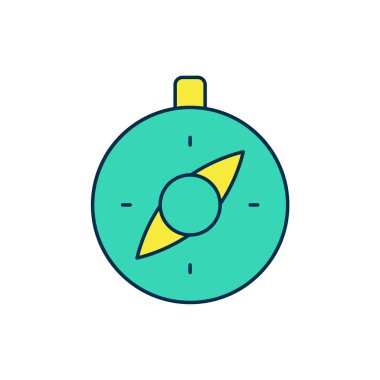 Doldurulmuş pusula simgesi beyaz arkaplanda izole edildi. Rüzgâr yön bulma sembolü. Rüzgar gül işareti. Vektör