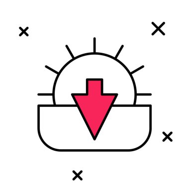 Doldurulmuş Sunset simgesi beyaz arkaplanda izole edildi. Vektör