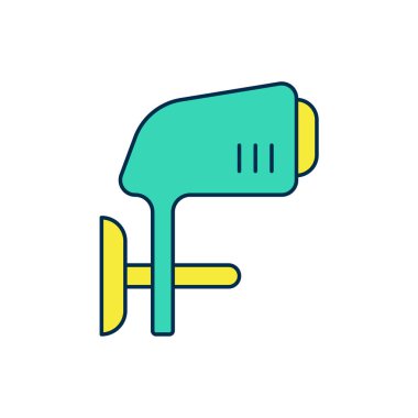 Dış hat motor simgesi dolduruldu. Beyaz arka planda izole edildi. Tekne motoru. Vektör