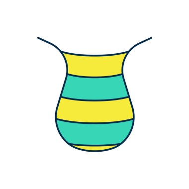 Doldurulmuş ana hatlı balıkçılık ağı simgesi beyaz arkaplanda izole edildi. Balık oltası. Vektör