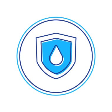 Beyaz arkaplanda izole edilmiş kalkan simgesine yağ damlası dolduruldu. Vektör