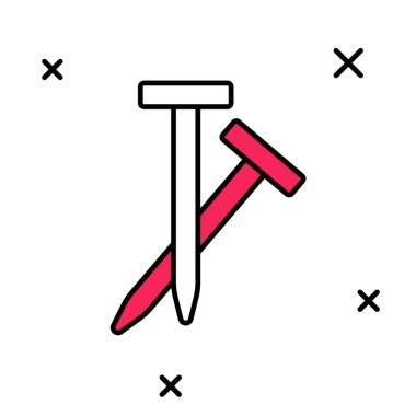 Doldurulmuş metal çivi simgesi beyaz arkaplanda izole edildi. Vektör