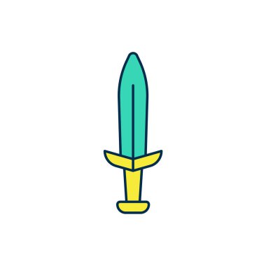 Ortaçağ kılıç simgesi beyaz arka planda izole edildi. Ortaçağ silahı. Vektör