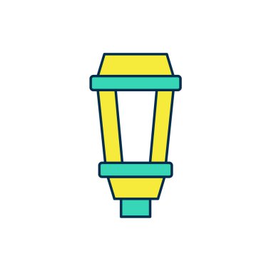 Doldurulmuş bahçe lambası ikonu beyaz arkaplanda izole edilmiş. Güneş enerjili lamba. Fener. Sokak lambası. Vektör