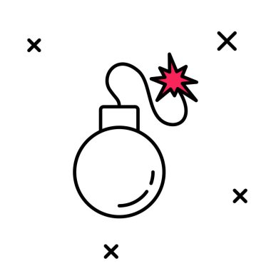 Ana hatlı bomba, beyaz arkaplanda izole edilmiş ikonu patlatmaya hazır. Vektör