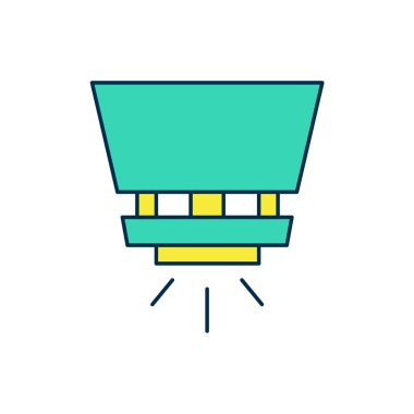 Doldurulmuş Ateş püskürtme sistemi simgesi beyaz arkaplanda izole edildi. Fıskiye, yangın söndürücü, katı ikon. Vektör