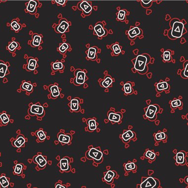 Line Romantic movie icon isolated seamless pattern on black background. Love film.  Vector