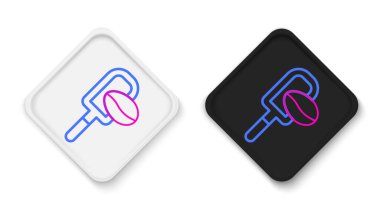 Beyaz arka planda izole edilmiş kahve tanecikli çizgi Spatula. Kahve çekirdeği. Renkli taslak konsepti. Vektör