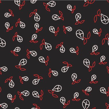 Çizgi filizi simgesi siyah arkaplanda izole edilmiş. Tohum ve tohum. İşaret bırakıyor. Yaprak doğası. Vektör