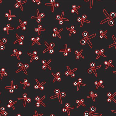 Çizgi Makas simgesi siyah arkaplanda izole edilmiş kusursuz desen. Alet kesme işareti. Vektör