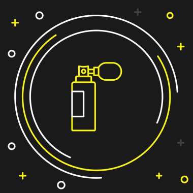 Çizgi parfüm simgesi siyah arkaplanda izole edildi. Renkli taslak konsepti. Vektör