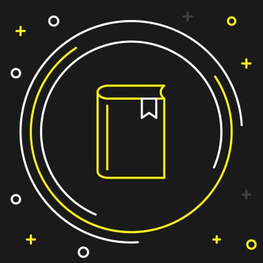 Çizgi Kitabı simgesi siyah arkaplanda izole edildi. Renkli taslak konsepti. Vektör