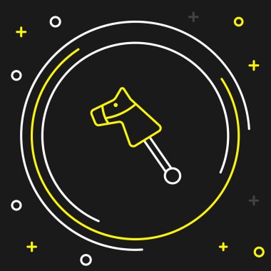 Çizgi Oyuncak at simgesi siyah arkaplanda izole edildi. Renkli taslak konsepti. Vektör