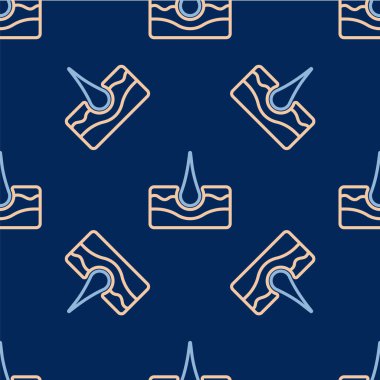 Çizgi insan saç folikül ikonu mavi arka planda izole edilmiş pürüzsüz desen. Saç bakımı tedavisi. Vektör