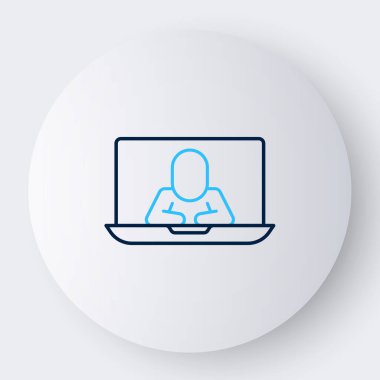 Beyaz arkaplanda görüntülü sohbet simgesi izole edildi. Çevrimiçi iş görüşmesi formu. Uzak proje yönetimi. Renkli taslak konsepti. Vektör