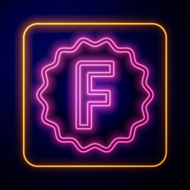 Parlayan neon sınav kağıdında yanlış cevaplar anket simgesi siyah arkaplanda izole edildi. Test sonuçlarının kötü notu. Vektör