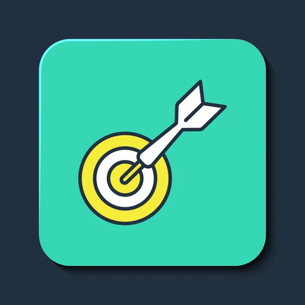 Filled Outline Classic Dart Board Arrow Icon Isolated Blue Background — ストックベクタ