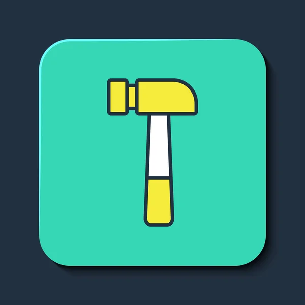 Filled Outline Hammer Icon Isolated Blue Background Tool Repair Turquoise — Stockvektor