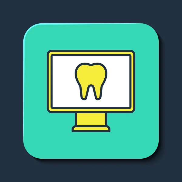 Filled Outline Online Dental Care Icon Isolated Blue Background Dental — стоковый вектор