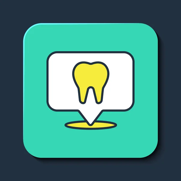 Filled Outline Dental Clinic Location Icon Isolated Blue Background Turquoise —  Vetores de Stock
