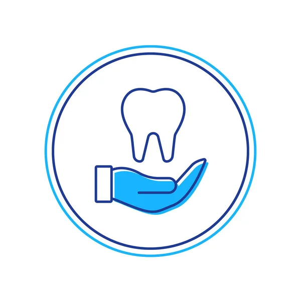 充填されたアウトライン白い背景に隔離歯のアイコン 歯科クリニックや歯科医療センターや歯磨き粉パッケージの歯のシンボル ベクトル — ストックベクタ