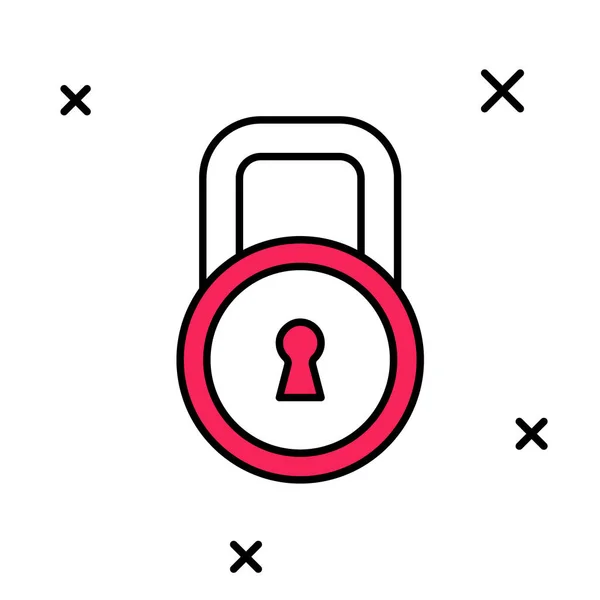 Γεμάτο Περίγραμμα Εικονίδιο Κλειδώματος Απομονωμένο Λευκό Φόντο Σύμβολο Padlock Ασφάλεια — Διανυσματικό Αρχείο