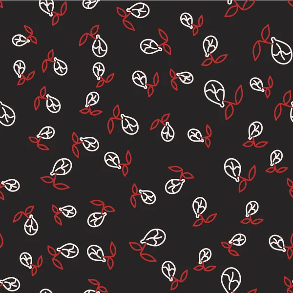 Çizgi filizi simgesi siyah arkaplanda izole edilmiş. Tohum ve tohum. İşaret bırakıyor. Yaprak doğası. Vektör