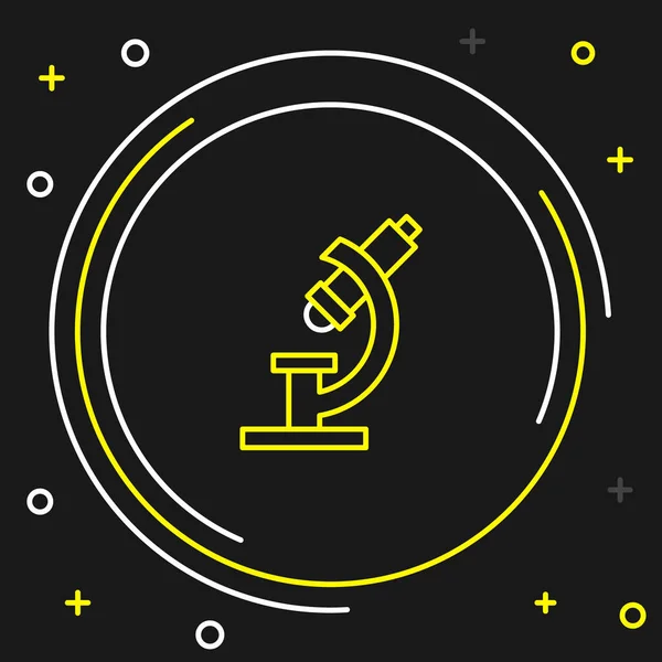 Icono Del Microscopio Línea Aislado Sobre Fondo Negro Química Instrumento — Archivo Imágenes Vectoriales