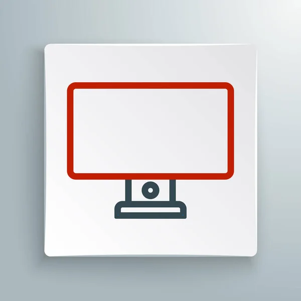 Ikona Line Computer Monitoru Izolovaná Bílém Pozadí Značka Komponenty Barevný — Stockový vektor