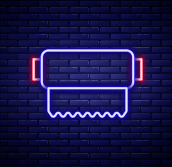 Glowing Neon Line Textile Fabric Roll Icon Isolated Brick Wall — 图库矢量图片