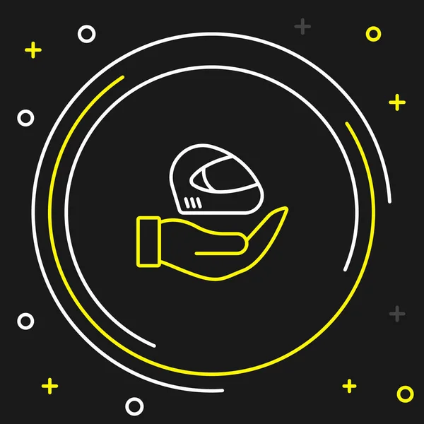 Линия Гоночный Шлем Значок Изолирован Черном Фоне Экстремальный Спорт Спортивное — стоковый вектор