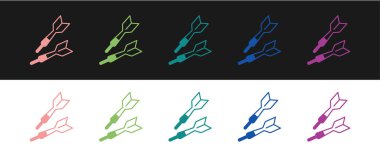 Dart ok simgesini siyah ve beyaz arkaplanda izole et. Vektör