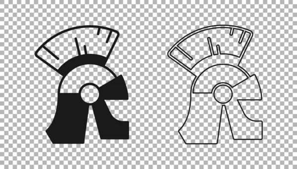 Black Roman Army Helmet Icon Isolated Transparent Background Vector — Stock Vector