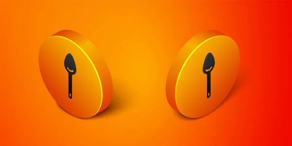 Isometric Spoon Icon Isolated Orange Background Cooking Utensil Cutlery Sign — Archivo Imágenes Vectoriales