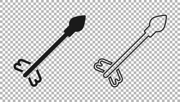 黑色中世纪箭头图标孤立在透明的背景上 中世纪的武器B — 图库矢量图片