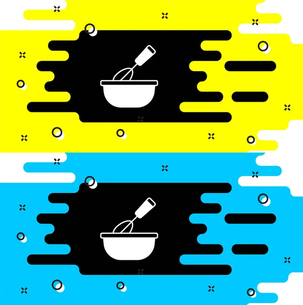 White Cooking Whisk Bowl Icon Isolated Black Background Cooking Utensil — Vector de stock