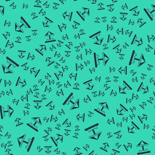 Kum ve şemsiye ikonu olan çocuklar için kara kum havuzu yeşil arka planda izole edilmiş pürüzsüz desen. Vektör