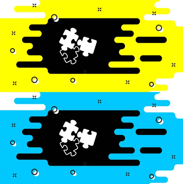Bílé Kousky Puzzle Ikona Hračky Izolované Černém Pozadí Vektor — Stockový vektor