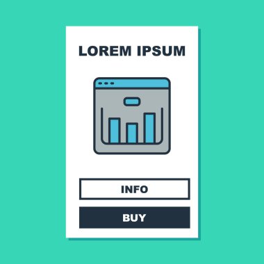 Filled outline Browser with stocks market growth graphs and money icon isolated on turquoise background. Monitor with stock charts arrow on screen. Vector