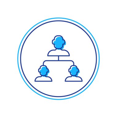 Doldurulmuş İş hiyerarşisi organizogram grafiği bilgi ikonu beyaz arkaplanda izole edildi. Kurumsal yapı grafik elementleri. Vektör