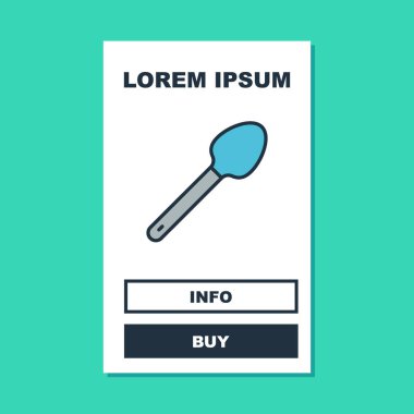 Filled outline Teaspoon icon isolated on turquoise background. Cooking utensil. Cutlery sign. Vector