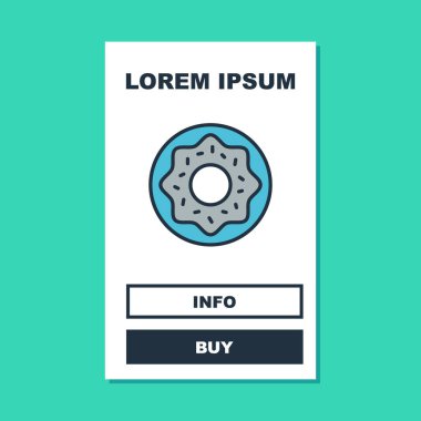 Turkuaz arka planda izole edilmiş tatlı jöleli donut. Vektör