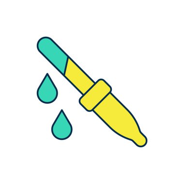 Doldurulmuş Pipette simgesi beyaz arkaplanda izole edildi. Tıbbi elementler, kimya laboratuarı ekipmanları. Tıp sembolü. Vektör